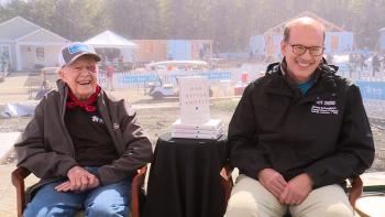 President Carter and Jonathan Reckford being interviewed on build site. 